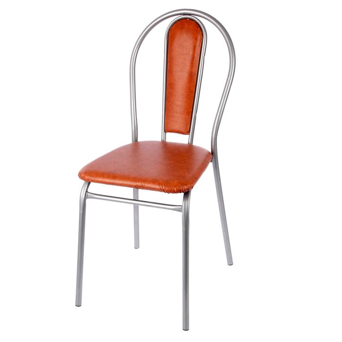 Стул металлический с мягкой спинкой, цвет титан - коричневый