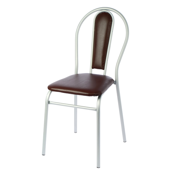 Стул металлический с мягкой спинкой, цвет титан - шоколад
