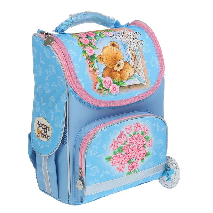 Ранец Стандарт Popcorn Bear 501 PO-1, 34 х 26 х 13 см, голубой