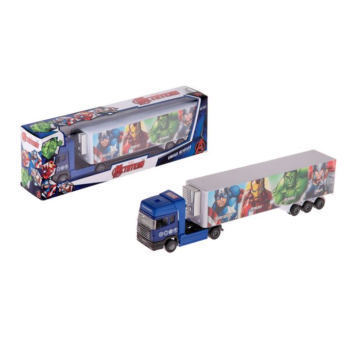 Машина металлическая "Avengers" Marvel (Мстители) - тягач с полуприцепом, масштаб 1:48