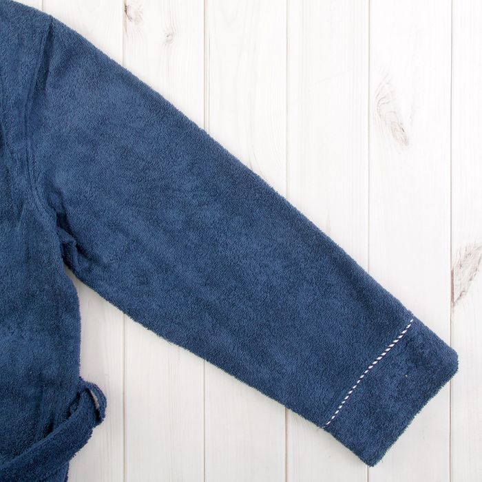 Халат мужской, шалька/кант, размер 54, тёмно-синий, махра