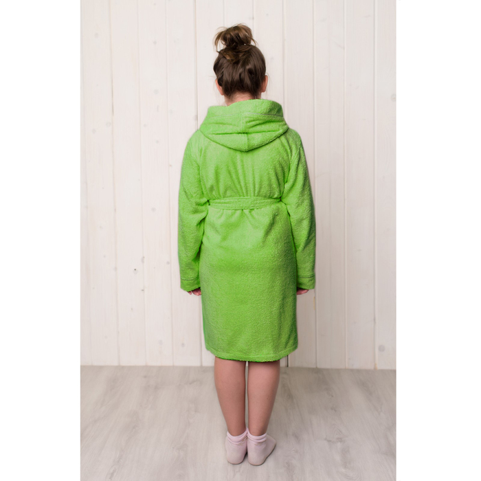Халат махровый для девочки капюшон+кант, цв. салатовый, рост 116, хл100%