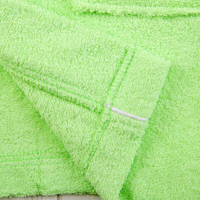 Халат махровый для девочки капюшон+кант, цв. салатовый, рост 128, хл100%