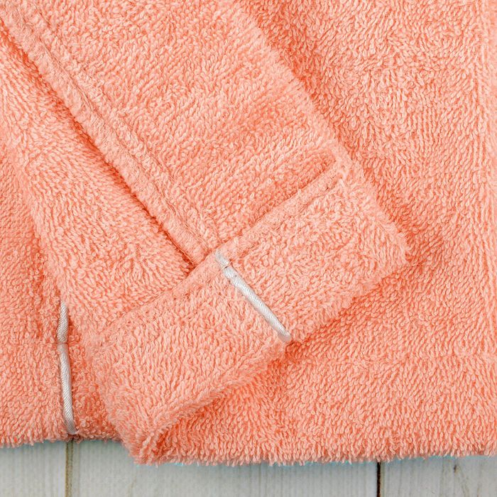 Халат махровый для девочки капюшон+кант, цв. персик, рост 128, хл100%
