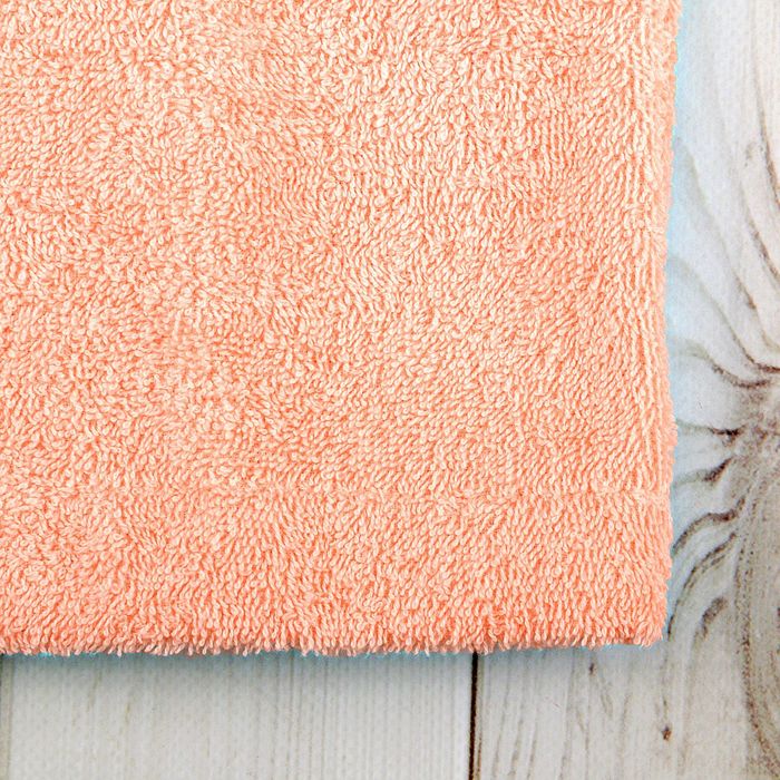 Халат махровый для девочки капюшон+кант, цв. персик, рост 146, хл100%