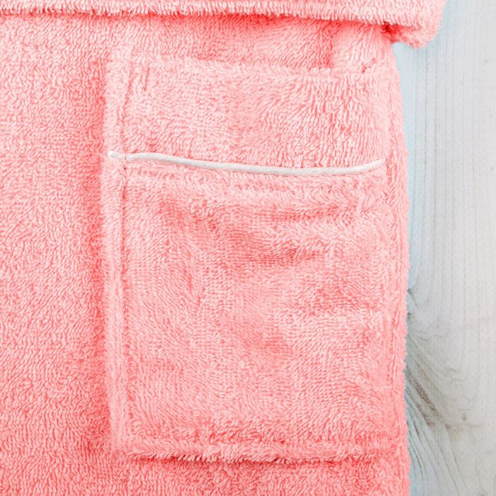 Халат махровый для девочки капюшон+кант, цв. коралл, рост 98, хл100%