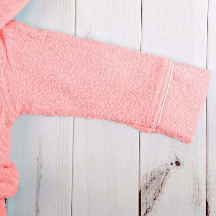 Халат махровый для девочки капюшон+кант, цв. коралл, рост 146, хл100%