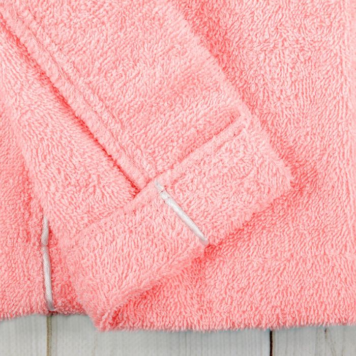 Халат махровый для девочки капюшон+кант, цв. коралл, рост 146, хл100%