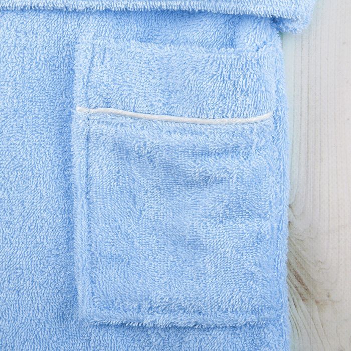 Халат махровый для мальчика капюшон + кант, цв. голубой, рост 134, хл100%