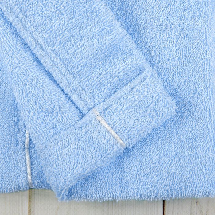 Халат махровый для мальчика капюшон + кант, цв. голубой, рост 134, хл100%