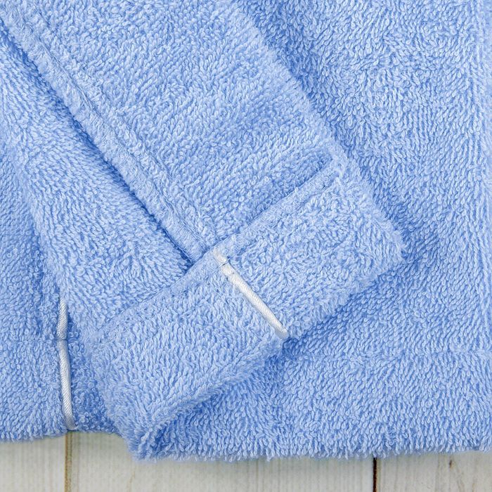 Халат махровый для мальчика капюшон + кант, цв. синий, рост 146, хл100%