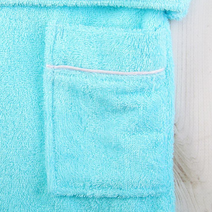 Халат махровый для мальчика капюшон + кант, цв. бирюза, рост 98, хл100%