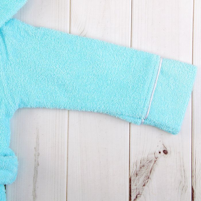 Халат махровый для мальчика капюшон + кант, цв. бирюза, рост 146, хл100%