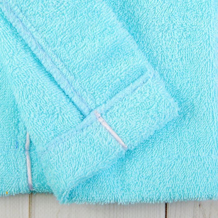 Халат махровый для мальчика капюшон + кант, цв. бирюза, рост 152, хл100%