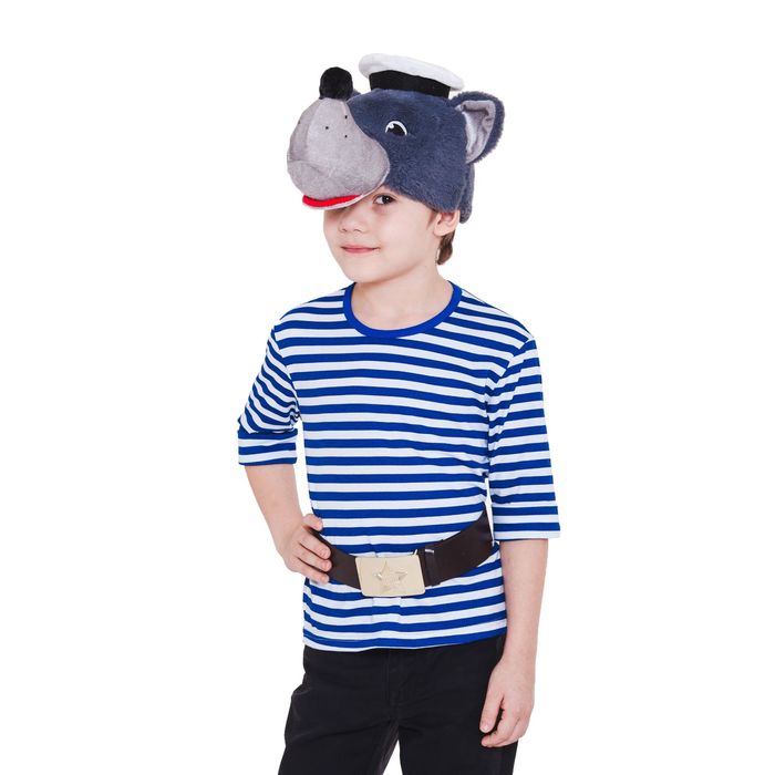 Костюм «Волк» шапка, тельняшка, ремень, размер 28-30 рост 98-110