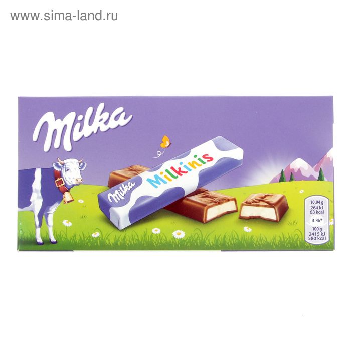Шоколад Milka Milkinis Sticks, 87,5 г шоколад трехслойный milka peanut caramel 276 г