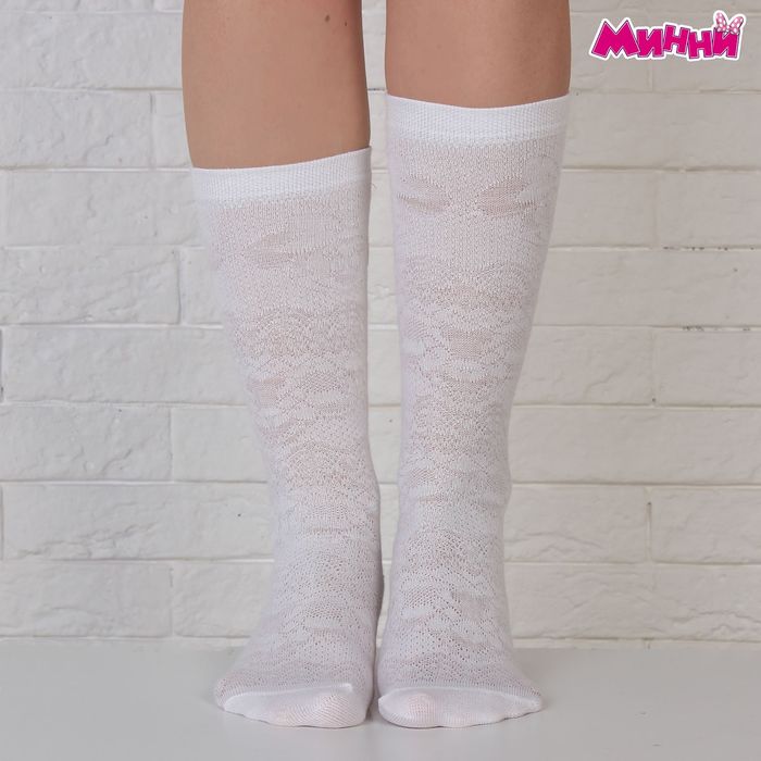 Гольфы детские "Кружевные" Минни Маус, Дисней 18-20 см, 7-9 лет, 80% хл.,17% п/э, 3% эл.