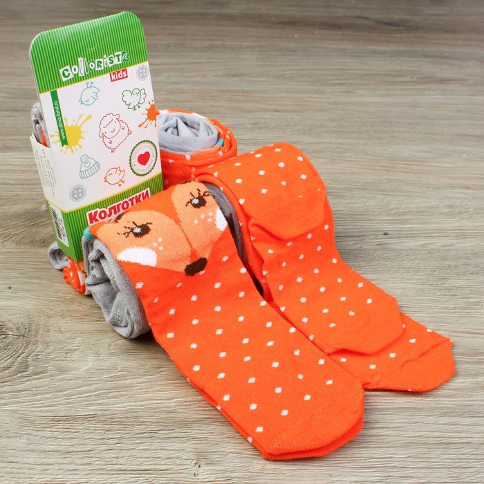 Колготки детские "Лисичка" серый рост 86-92 см, 1,5-2 года, 80% хл.,17% п/а, 3% эл.