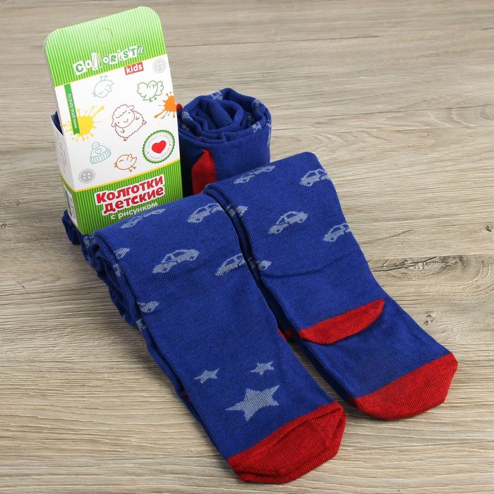 Колготки детские "Машинки" рост 86-92 см, 1,5-2 года, 80% хл.,17% п/а, 3% эл.