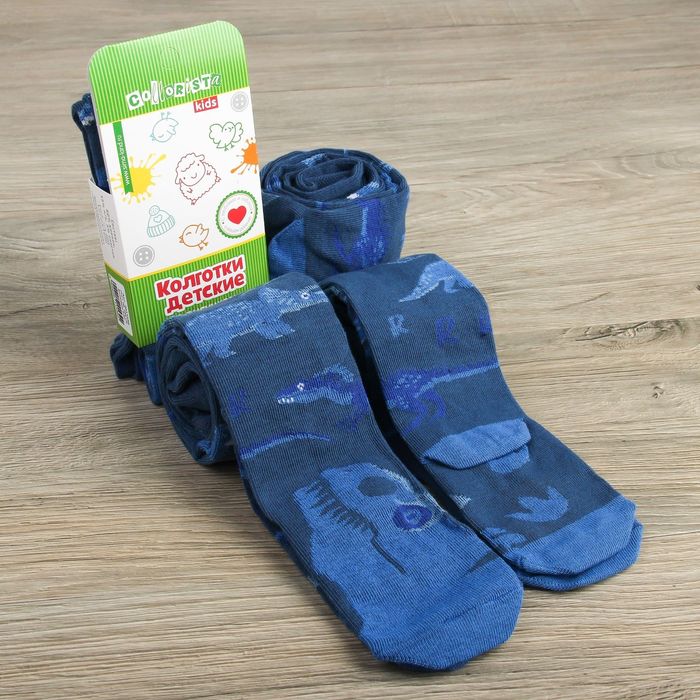 Колготки детские "Динозавры" рост 98-104 см, 3-4 лет, 80% хл.,17% п/а, 3% эл.