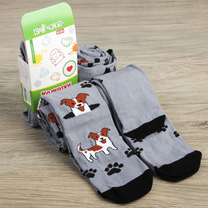 Колготки детские "Собака" рост 86-92 см, 1,5-2 года, 80% хл.,17% п/а, 3% эл.