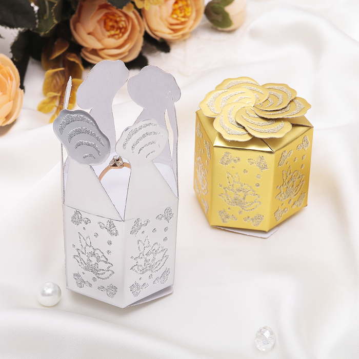 Коробочка подарочная под кольцо/серьги "Цветочек" 5*5*5, цвет МИКС