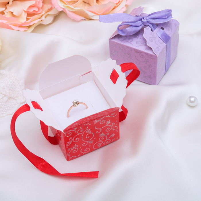 Коробочка подарочная под кольцо/серьги "Подарочек" 5*5*4,5, цвет МИКС