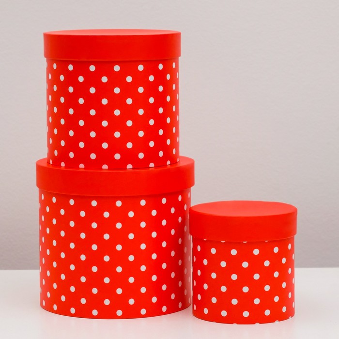 Набор коробок 3в1 "Горохи", 18 х 18 х 17 - 12 х 12 х 12 см