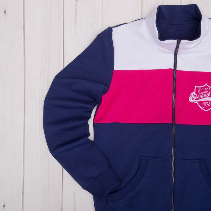 Костюм спортивный для девочки (куртка, брюки), рост 98 см, цвет тёмно-синий/фуксия Л692