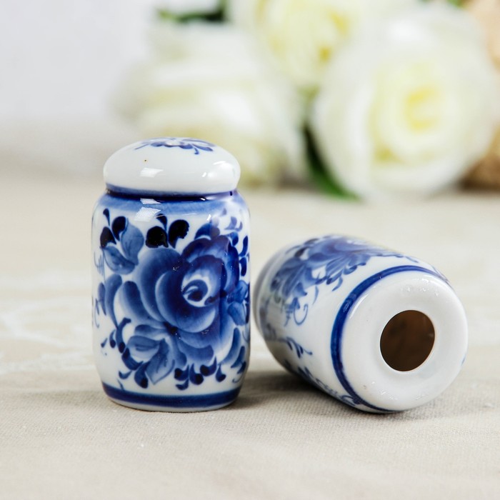 Набор для специй «Корзинка», гжель, кобальт