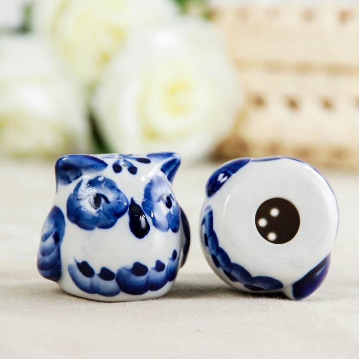 Набор для специй «Совы», гжель, кобальт