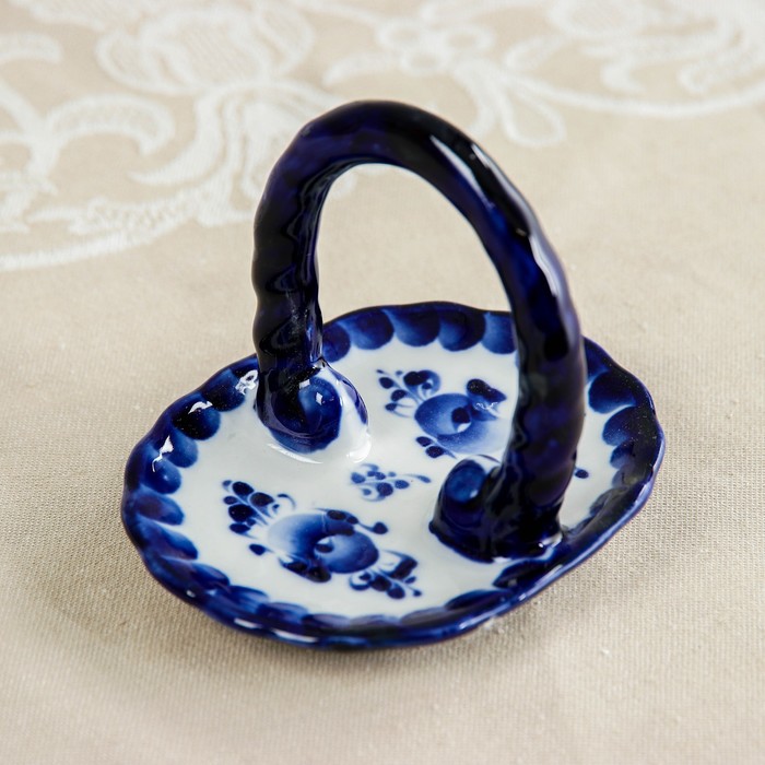 Набор для специй «Корзинка с бочонками», гжель