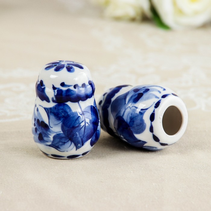 Набор для специй «Корзинка с бочонками», гжель