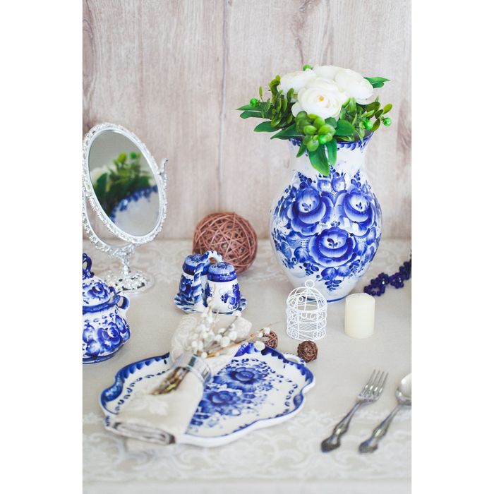 Набор для специй «Корзинка с бочонками», гжель