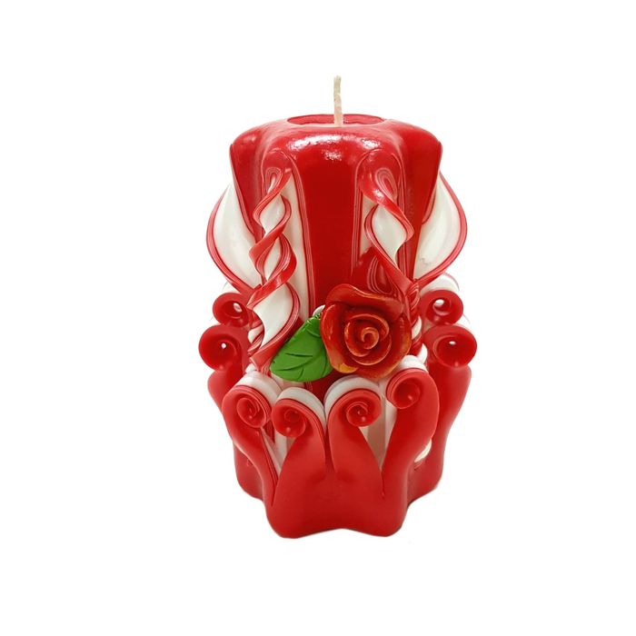 Свеча "Ручная работа" резная 10-11см "Летняя роза" красная