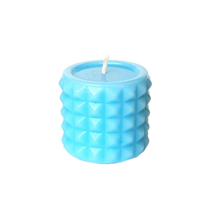 Свеча "Ручная работа" цилиндр "В кристаллах" 63*75 голубой