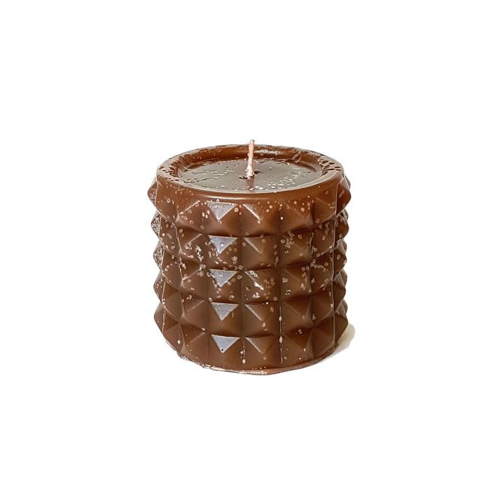 Свеча "Ручная работа" цилиндр "В кристаллах" 63*75 коричневый