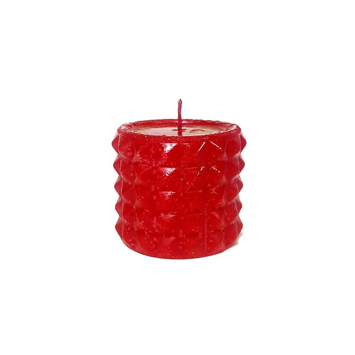 Свеча "Ручная работа" цилиндр "В кристаллах" 63*75 красный