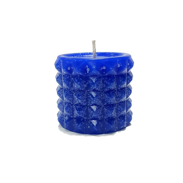 Свеча "Ручная работа" цилиндр "В кристаллах" 63*75 синий