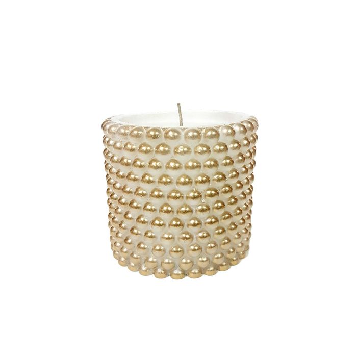 Свеча "Ручная работа" цилиндр "Жемчужный" 100*95  Белое золото