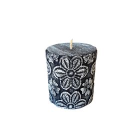 

Свеча "Ручная работа" цилиндр "Кружевные цветы" 70*75 черный