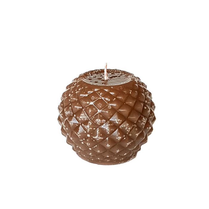 Свеча "Ручная работа" шар "В кристаллах" 70*55 коричневый