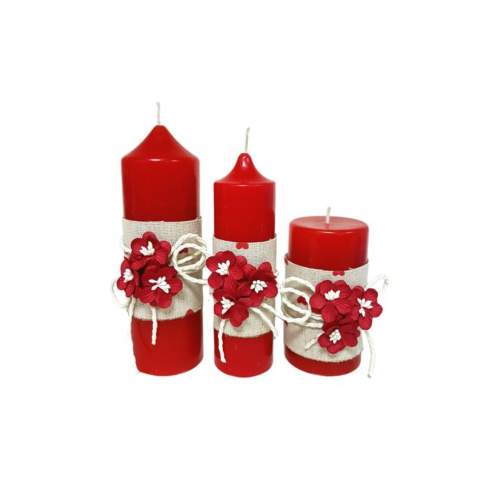 Набор Свечей &quot;Ручная работа&quot; с декором &quot;Вишневые цветы&quot; 3шт/уп