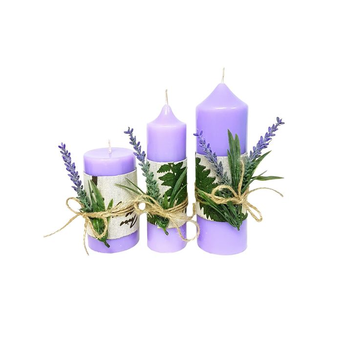 Набор Свечей "Ручная работа" с декором "Лаванда" 3шт/уп
