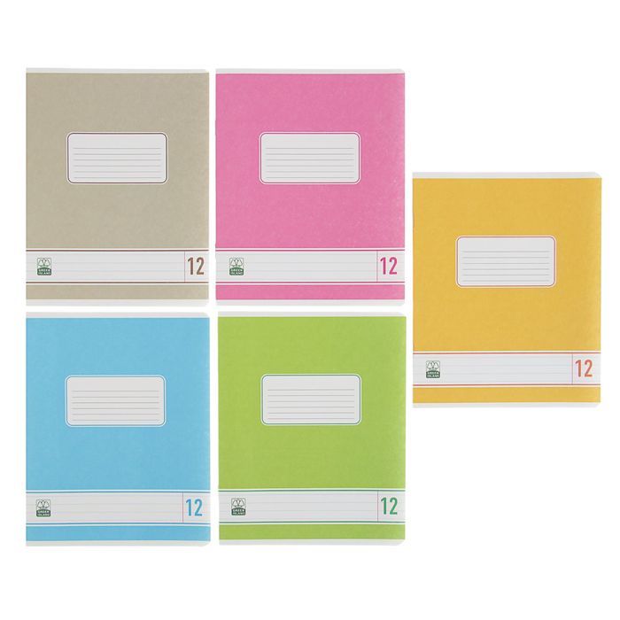 Тетрадь 12 листов линейка "Цветная", бумажная обложка, МИКС