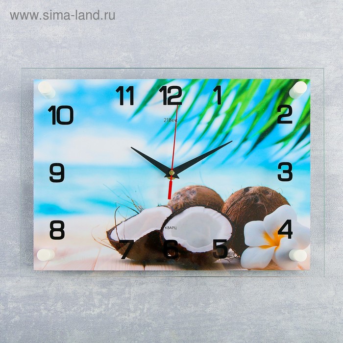 Часы настенные: Море, «Кокосы», бесшумные, 25 × 35 см