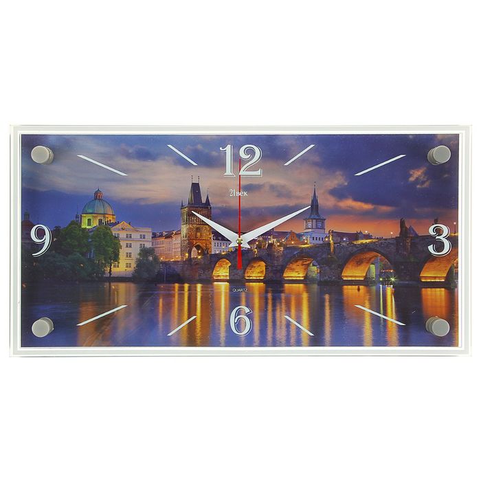 Часы настенные прямоугольные "Светящийся мост", 19х39 см