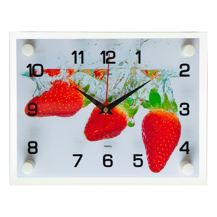 Часы настенные прямоугольные "Клубника", 20х26 см