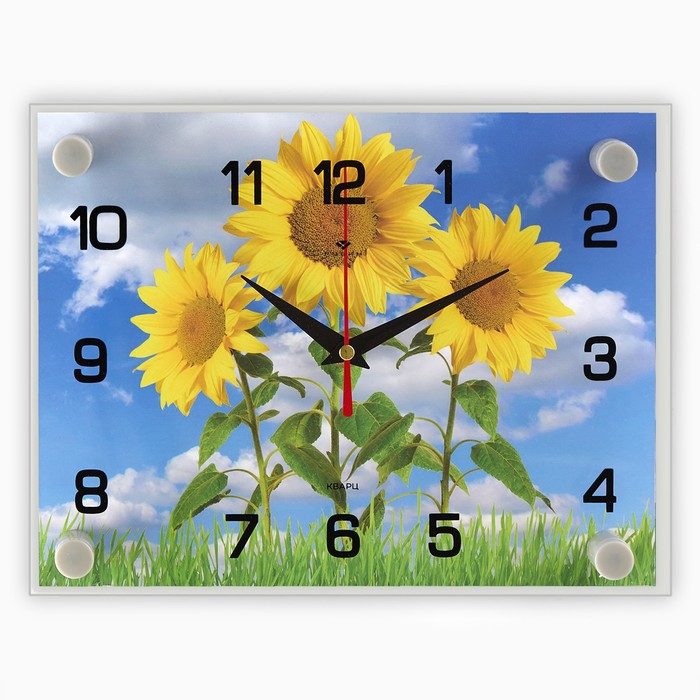 Часы настенные: Цветы, Три подсолнуха, 20х26 см часы настенные интерьерные котёнок и собачка 20х26 см