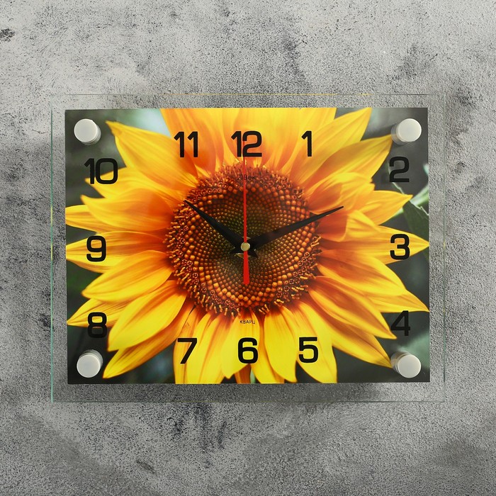 Часы настенные прямоугольные "Подсолнух", 20х26 см